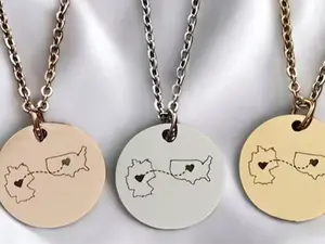 Personalised Country Two Home Necklace State Long Distance Relationship Gift