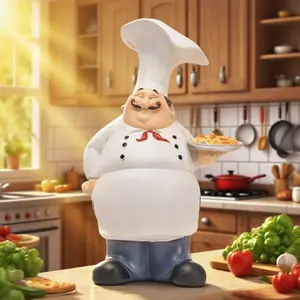 American Country-Style Resin Chef Figurine - Cute Kitchen Atmosphere Decor for Home, Restaurant & Café