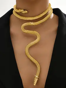 Snake Shaped Adjustable Fashion Necklace, Flexible Bendable Design, Stylish Accessory for Women & Men, Multilayer Necklace, Layered Snake Chain, Fashion Jewelry Party