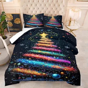 Christmas tree pattern quilt, including 1 quilt and 1 or 2 core-free pillowcases, suitable for home or dormitory decoration, very suitable Christmas gift