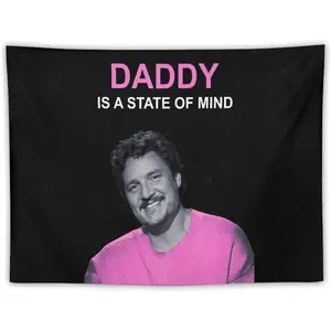 Pedro Pascal Daddy Is A State Of Mind Tapestry For College Dorm, Bedroom And Living Room Home Decor  Meme Father Gift Wall Tapestries Hanging For Gifts