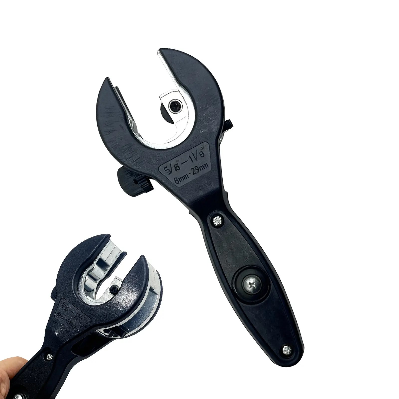 2025 Upgrade Ratcheting Tube Cutter with 360° Ratcheting Mechanism, 2-in-1 Compact and Versatile Tool for 5/16"-1-1/8" Copper & PVC Pipes, Ergonomic Handle 1-Handed Operation, Built-In Spare Blade Storage, Professional Plumbing & DIY Tool