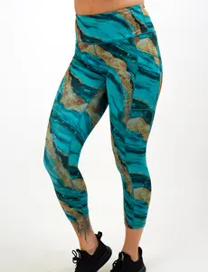 CVG Crystal Tides Leggings Blue Fabric Metallic Clothes