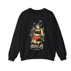 Vintage Hook-Ups Skateboard T-shirt, Goth Girl Japanese Men's Sweatshirt, Gift For Fan, Casual Cotton Fabric Menswear Top