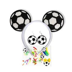 2026 Soccer Fan Accessories Set for Women & Kids – Elastic Headbands, Earrings & Temporary Tattoo Stickers, Football Theme Hair Accessories for Game Day, Tailgate Parties, Team Spirit Events, Stadium Cheer, Soccer Watch Parties & Sports Fan Gifts