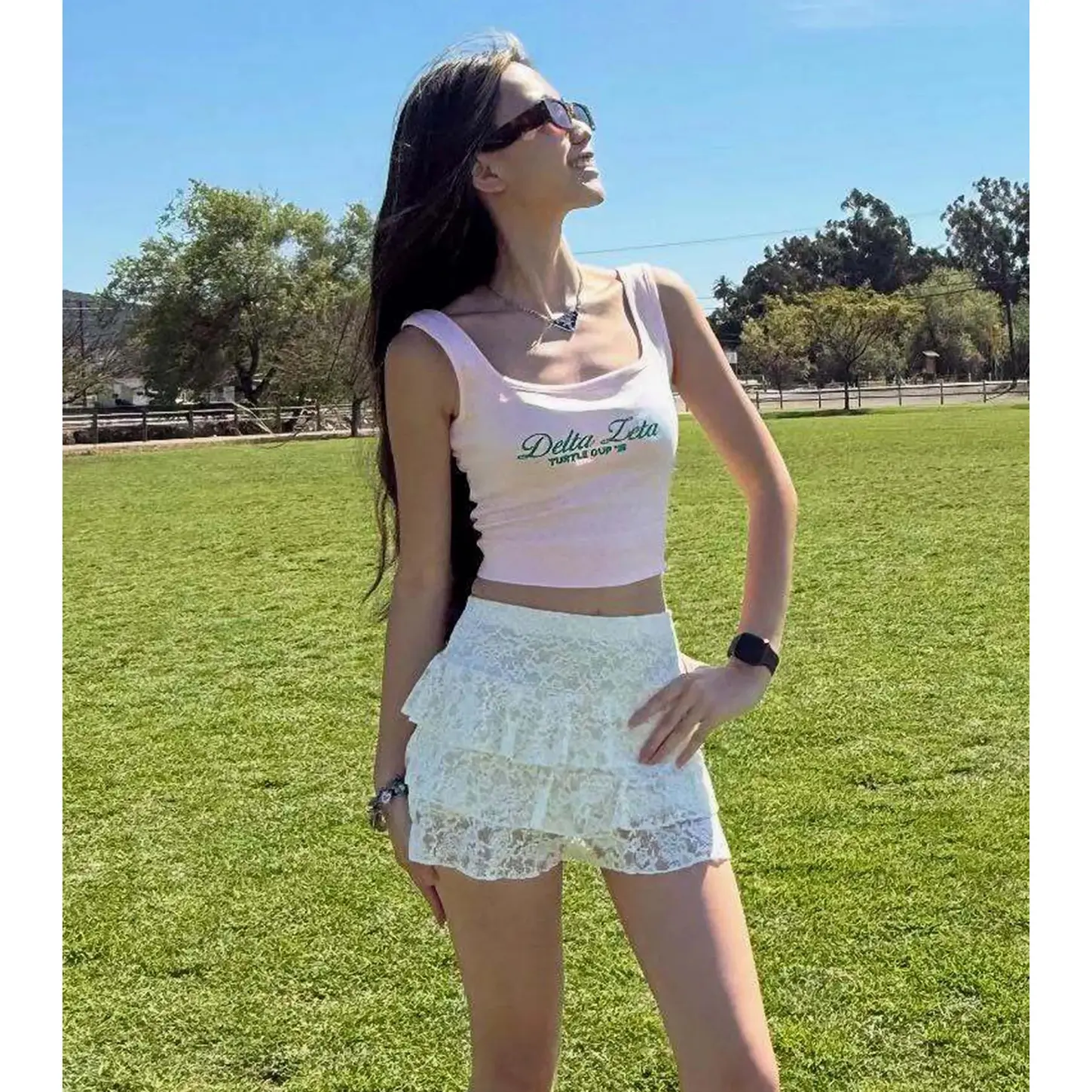 Charming Allure Drop Waist Tiered Lace Skort