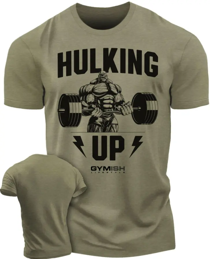 Black Hulking Up Workout Crossfit T-Shirt for Men - Weightlifting Funny Gym Tshirt - Deadlift Biceps Bench Press Squat
