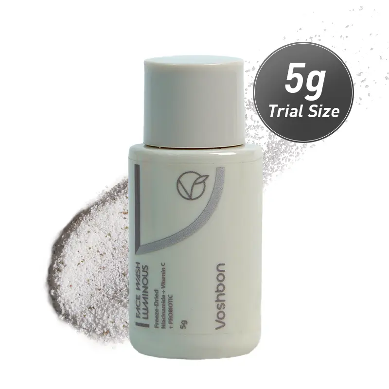 Voshbon 5g Sample Pack Luminous Freeze-Dried Face Wash | Probiotic Brightening Cleanser | Travel Essentials TSA Approved | Waterless Skincare for Glowing Skin