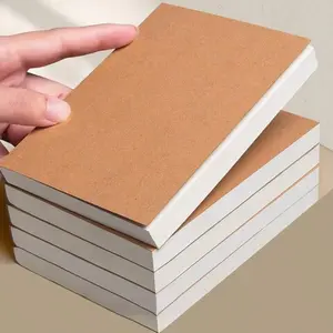A6 Pocket Thickened Notebook 256 Pages 128 Sheets Line Blank Grid Inner Pages Kraft Paper Cover Small Notepad Book