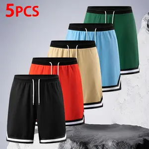 5PCS Men's Basketball Shorts 2026 Summer, Quick Dry Mesh Athletic Gym Shorts with Elastic Waist Drawstring, Breathable Lightweight Workout Running Shorts for Fitness, Hiking, Beach, Outdoor Activities, Men's Fashion Activewear Multi-Pack