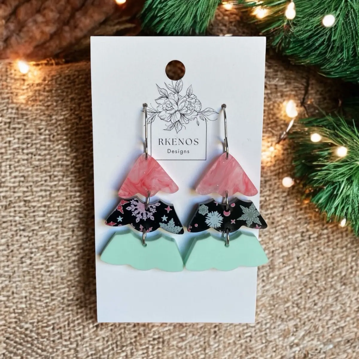 3 tier Acrylic Christmas tree earrings christmas earring earring woman