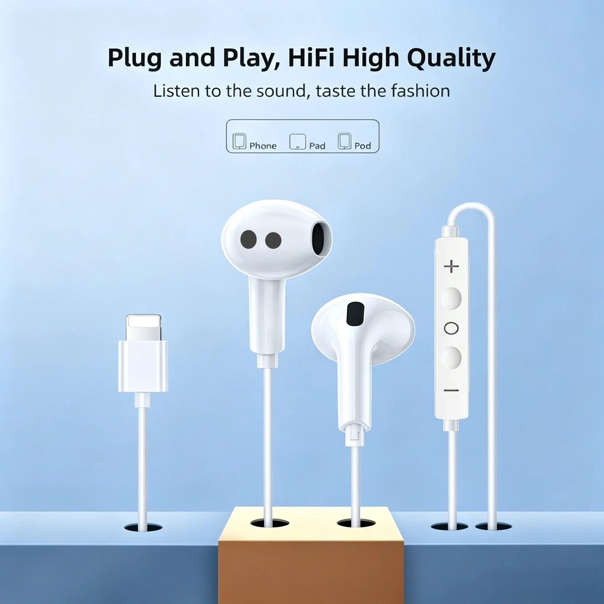 Plug & Play Lightning Wired Earphones, HiFi Stereo Sound, Tangle-Free Cord, In-Ear Headset for Gym, Library, Work From Home, iPhone 14/13/12/11, Hifi Sound Headphones, IEM Earphones, In Ear Earbuds, Mobile Wired Earphones, Electronic Earphones