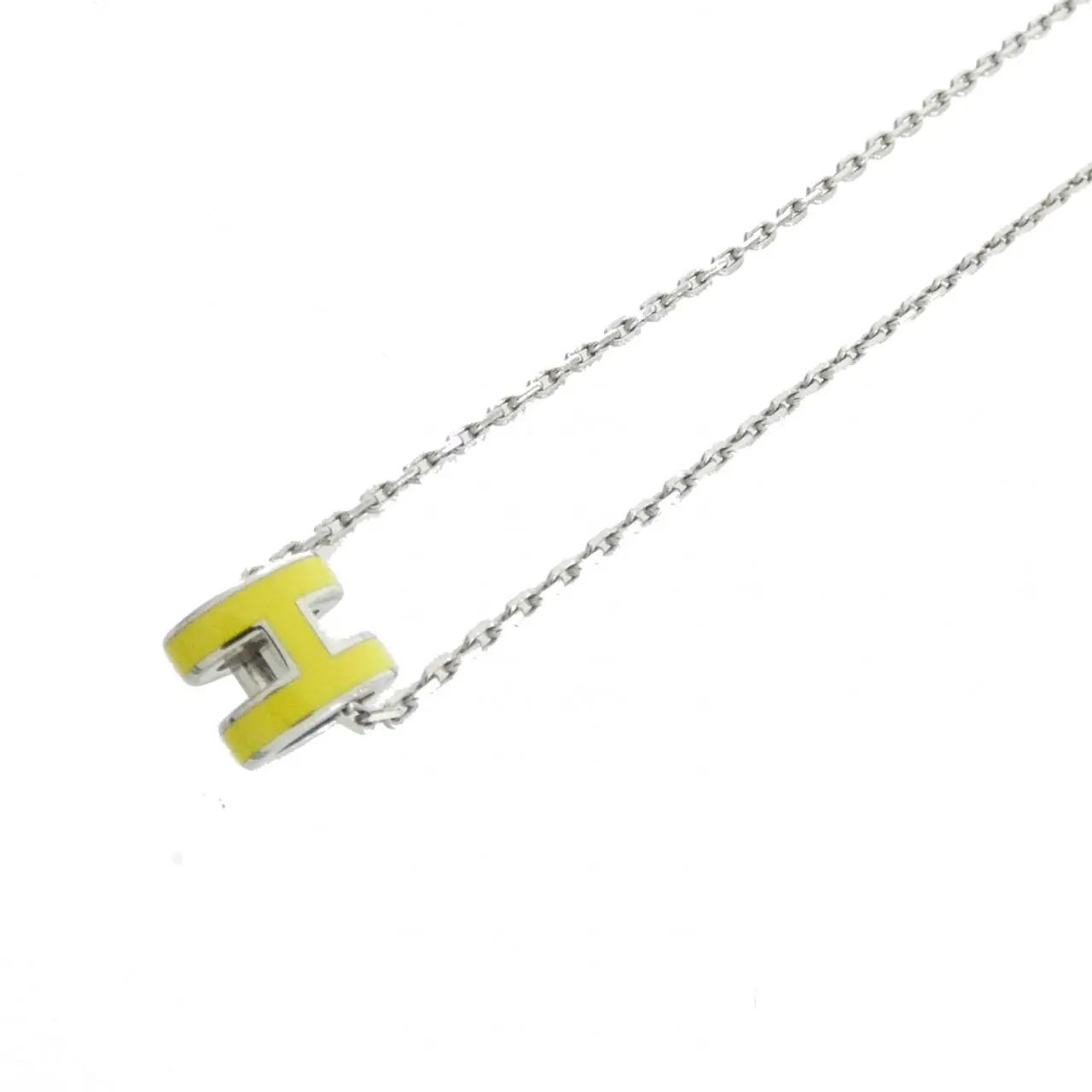 Pre-owned HERMÈS Stainless Small Leather Goods Pop H MINI Necklace