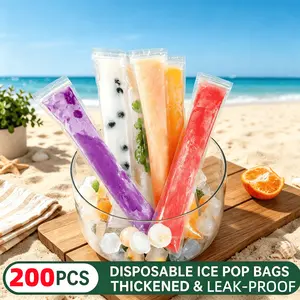 200 Pack Disposable Popsicle Bags  with Zip Seal – Ice Pop Freezer Bags for Yogurt, Juice, Fruit Smoothies, Healthy Snacks