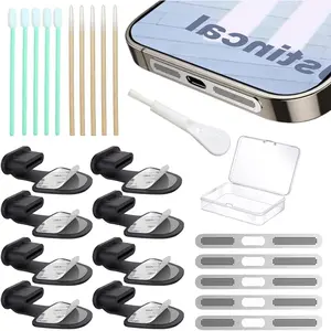 8 Packs  Dust Plug for  17 16 15 Series, USB C Cover Cap, USB C Port Cleaner, Phone Speaker Cover, with Cleaning Kit (Type c-17(Silvery))