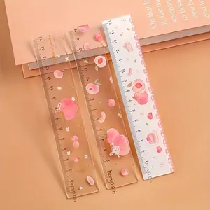 Cute Cartoon Watermelon Transparent Ruler Set, Student Precision Measuring Tool, Portable Drawing Stationery, Durable Creative Design