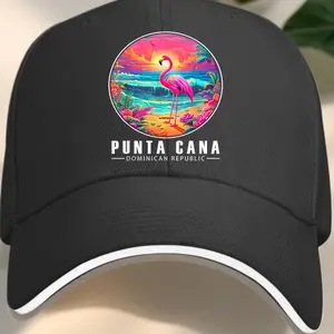 Punta Cana Dominican Republic Flamingo Beach Sunset Baseball cap with sandwich-style brim