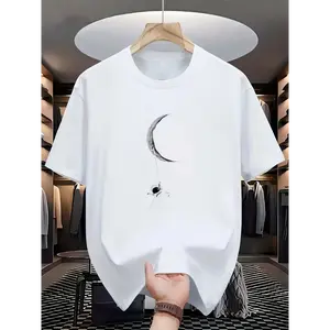 Men's Cotton Short-Sleeve T-Shirt - Casual Comfy Fitted Menswear Tee, Tropical/Plain Prints, Thermally Optimized Breathable Sweat-Absorbent Fabric, Round Neck Streetwear Top, Pair with Classic Jeans (COD Available), Casual Comfy Fit, Tshirt