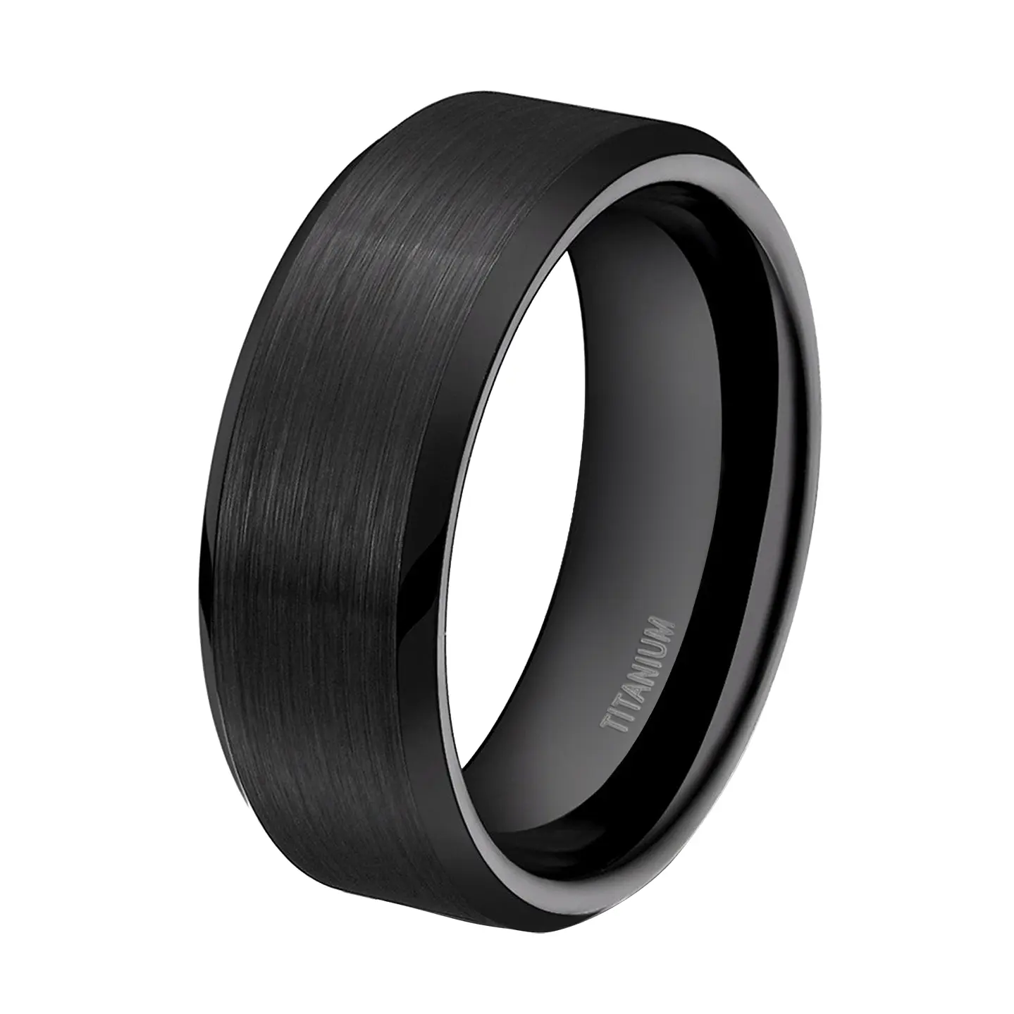 OIDEA Couples Hypoallergenic Titanium Wedding Rings, 8mm Black Polished Comfort Fit Bands, Stackable Women's Engagement Anniversary Promise Gift Set, Hypoallergenic Ring, Elegant Engagement Ring