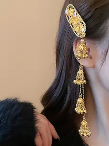 Elegant Oval Rhinestone Flower Bell Tassel Duckbill Hair Clip, Stylish Women's Accessory, Perfect for Special Occasions, Flower Hair Clips