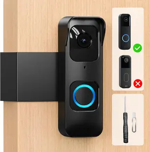 Anti- Blink 1st Gen Doorbell Mount Bracket Wide-Angle(Not for 2025 Newest 2nd Gen Models), Weatherproof with Rain Cover, Renter Friendly,No-Drill Install for /Apartment Door, Black