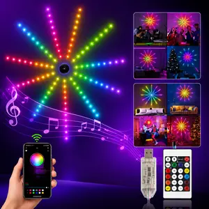 RGB Firework LED Wall Light with Remote & App Control, Music Sync USB Ambient Light for Gaming Room & Party Decor, Multicolor Indoor Specialty Decorative LED Lamp