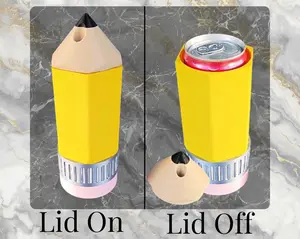 3D Printed Pencil Can Holder | Teacher Gift Can Cooler | 12 oz Skinny & 12 oz Soda Can Buddy | Desk Drink Holder