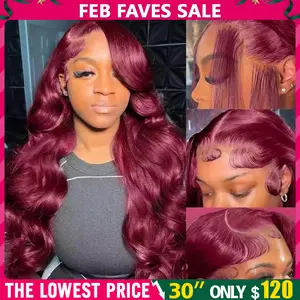 Bling Hair 28 Inch 99J Burgundy Lace Front Wigs Human Hair 13x6 HD Transparent Body Wave Lace Front Wigs Human Hair Pre Plucked 99j Burgundy Red Wine Human Hair Wigs for Women