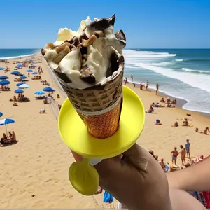 2/4pcs Anti dirty hand ice cream stand silicone cone ice cream stand, portable children's popsicle mold tray, dishwasher safe, summer snack box with handle, Home