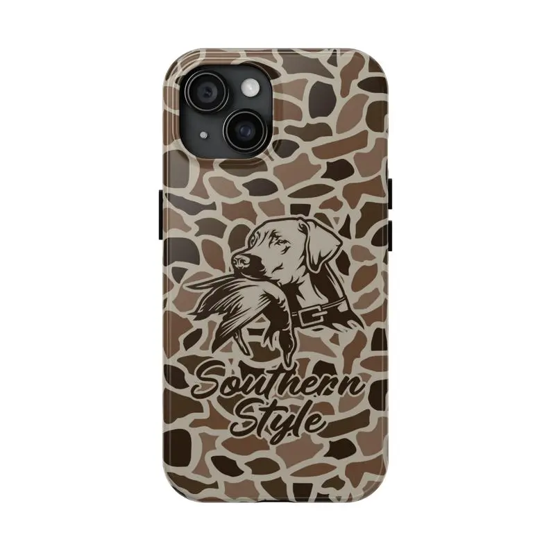Old School Camo Southern Style Duck Dog Tough Phone Case,for iPhone 17/16/15/14/13/12/11 pro max Gifts for Him, Hunting Gifts, Duck Hunting