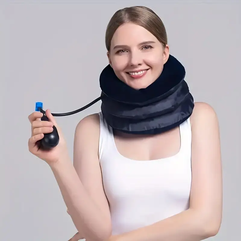 Cervical Neck Traction Device for Instant Neck Pain Relief - Inflatable & Adjustable Neck Stretcher Neck Support Brace, Neck Traction Pillow for Home Use Neck Decompression