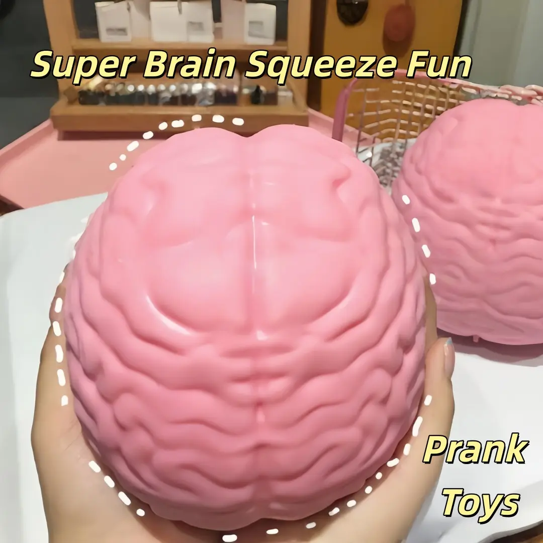14 cm Large Size Brain Squishy Stress Relief Fidget Squeeze Toy, Stress Relief Fidgeting, Slow-Rebound Brain Matter Ball Squeeze Fun Emotional Release Realistic Brain Halloween Pranking Toy Gift Squishies