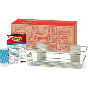 Shower caddy satin nickel with water resistant strips bathroom organizer holds up to 65 lbs