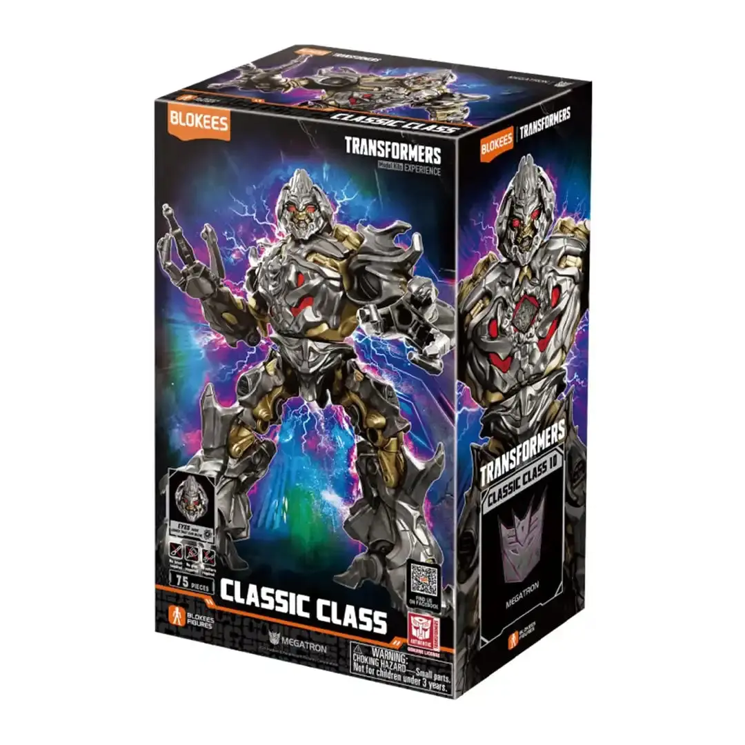 Blokees Transformers Classic Class 10 Megatron DIY Building Model Kit, Building Bricks Sets, ABS Plastic, Ages 12+, Film Accurate, Light-Up LEDs