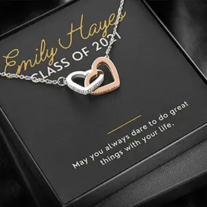Daughter Graduation Gift, Necklace for Her, College Graduation for Her, High School, Senior Graduation, Class of 2021, MBA, PHD, MASTER May you always dare to do great things with your life. Necklace Jewelry With Meaningful Messages Card & Box