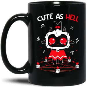 Cute As Hell - Cult Of The Lamb Black Coffee Mug Size 11 Oz 15 Oz