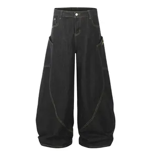 Inflation baggy pants Embroidered Fashion Jeans Vintage Streetwear Large Pocket Versatile Tall baggy pants Casual Solid Color Denim Pants Outfit  SpringStatements Loose High