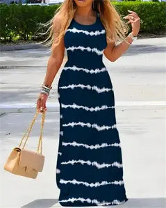 Denim Look U-Neck Maxi Dress