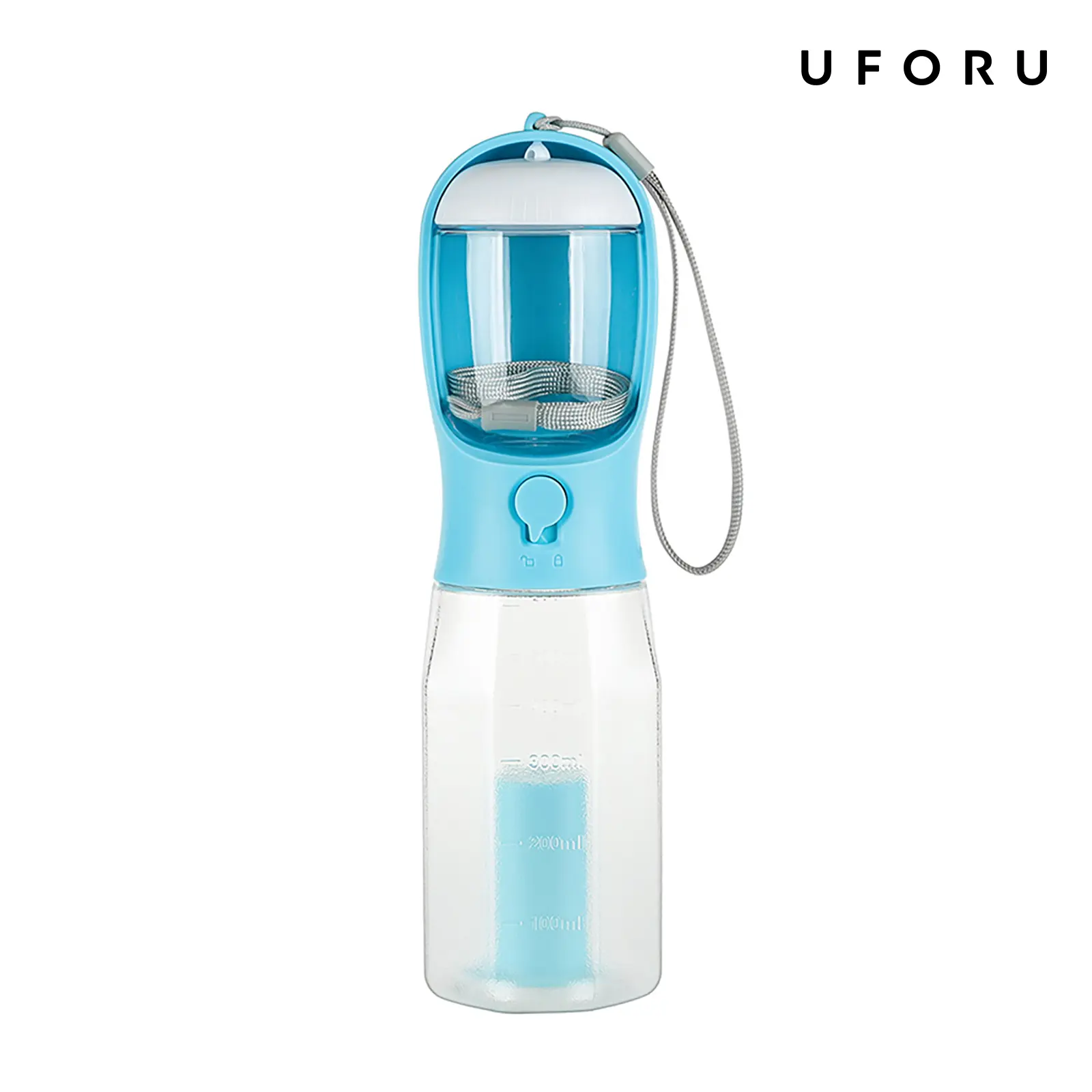 Portable Water Bottle for Dogs, 3 in 1 Pet Travel Bowl Dispenser with Food Treat Container & Poop Bag Holder, Summer Outdoor Walking Hiking Accessories for Large Dog On The Go - Blue, 20oz#SummerWins#DFYD