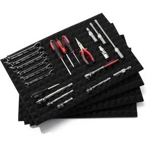 4 count Professional Toolbox liner,  Mat Universal Tool Drawer Liner, Non-Slip  Inserts, Easy Cut, Black, 23.6"x15.7"