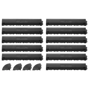 【FathersDayGift】VEVOR Transition Edge Kit, 11-Piece, Durable Straight Garage Floor Edging, PP Material, Easy Installation, Edge Protection for Wet Area Restaurant Pool, Only Compatible with VEVOR Drainage Mats, Black