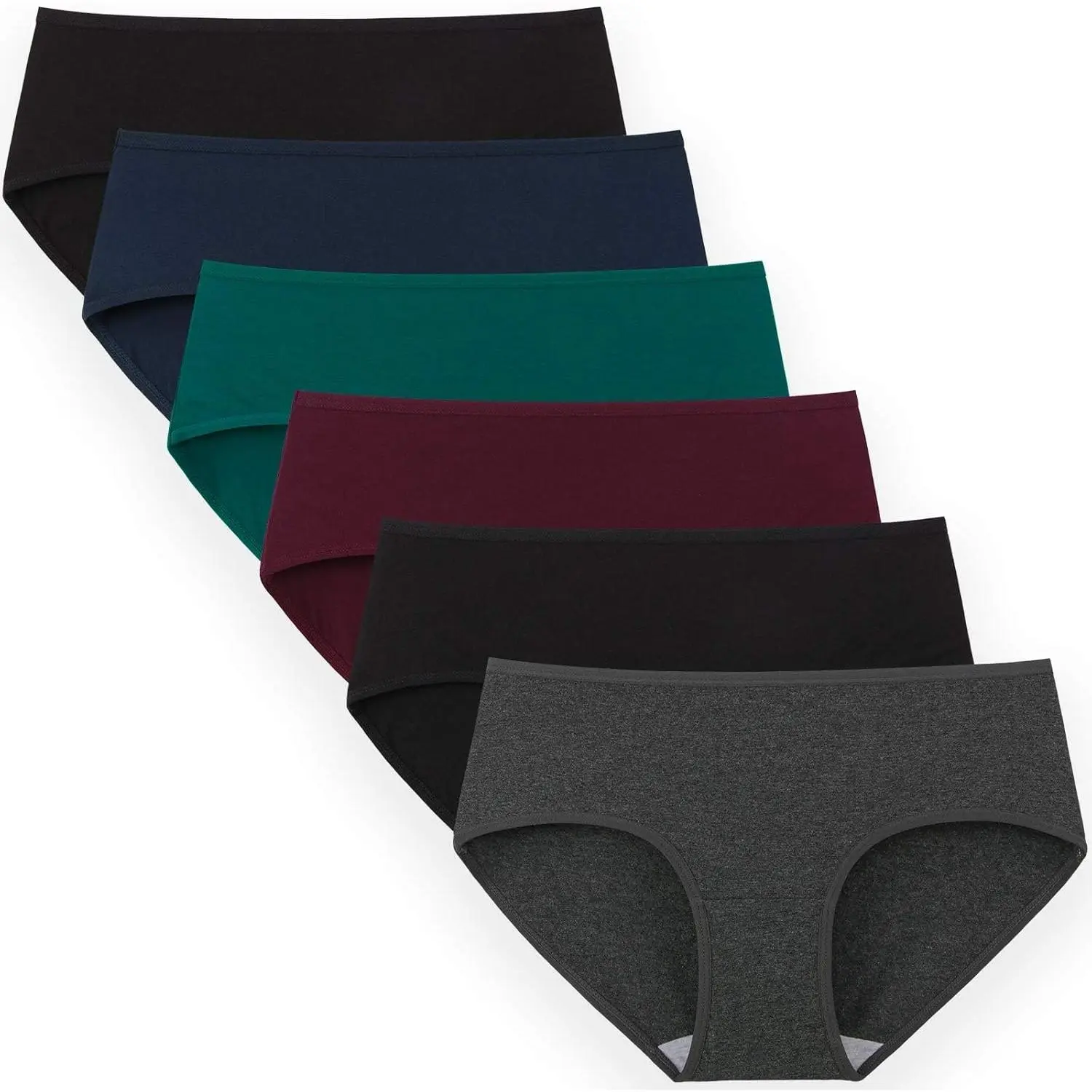 Women's Cotton 6-Pack Mid-Rise Hipster Panties, Full Coverage for Everyday Wear, Regular & Plus Sizes (Leisure & Outdoor Cycling Use), Panty