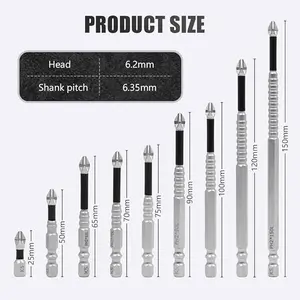 Impact-Resistant and Non-Slip Bit,Impact Driver Bit Set,Titanium Alloy Impact Non-Slip Cross Head,High Magnetic Screwdriver Drill Bit