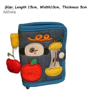 2026 Upgrade Version Women’s Cartoon Canvas Wallet, Denim Corduroy Small Foldable Zipper Coin Purse Card Holder, TikTok Shop Black Friday & Thanksgiving Deal