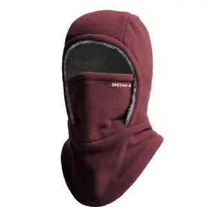 Unisex Fleece Lined Hooded Hat, Winter Outdoor Windproof Face & Neck Protection, Thickened Cycling Mask, Snowboarding Skiing Cap