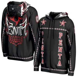 Finn Balor WWE 3D Zip Hoodie Black Demon King Skull Logo Penta Print Unisex Streetwear Casual Fall Winter Spring Loose Fit Wrestling Fan Apparel Gift Men Women Sports Jacket