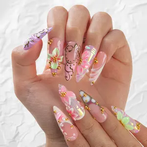 Lovful Holiday Spring Collection Handmade Acrylic Press On Nails 10PCS Reusable Salon Quality White Unique Designs Versatile Sizes