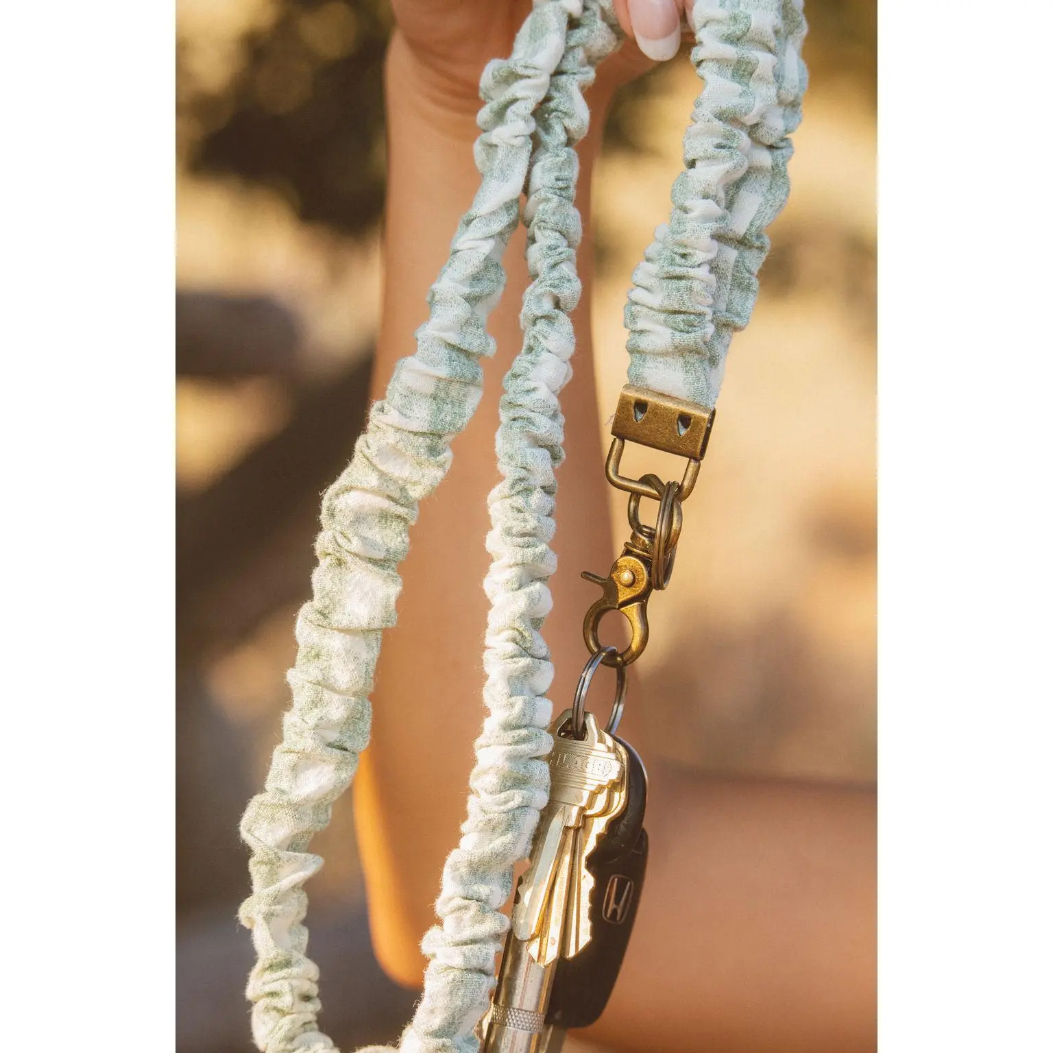 Sage Gingham Lanyard