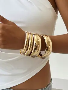 Women's Vintage Punk Style Thick Bracelets Set, Stackable Bracelets, Trendy Bangles, Retro Simple Design, Perfect for Daily Wear, Eternal Beauty Accessory, Punk Style Jewelry, Punk Aesthetic