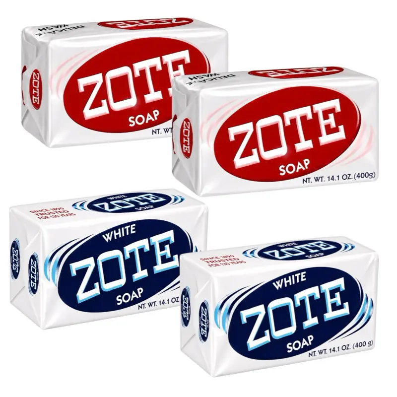 Zote Laundry Soap Bars, Pink & White, 14.1 oz (400g) Each, 4-Pack – 2 Pink + 2 White